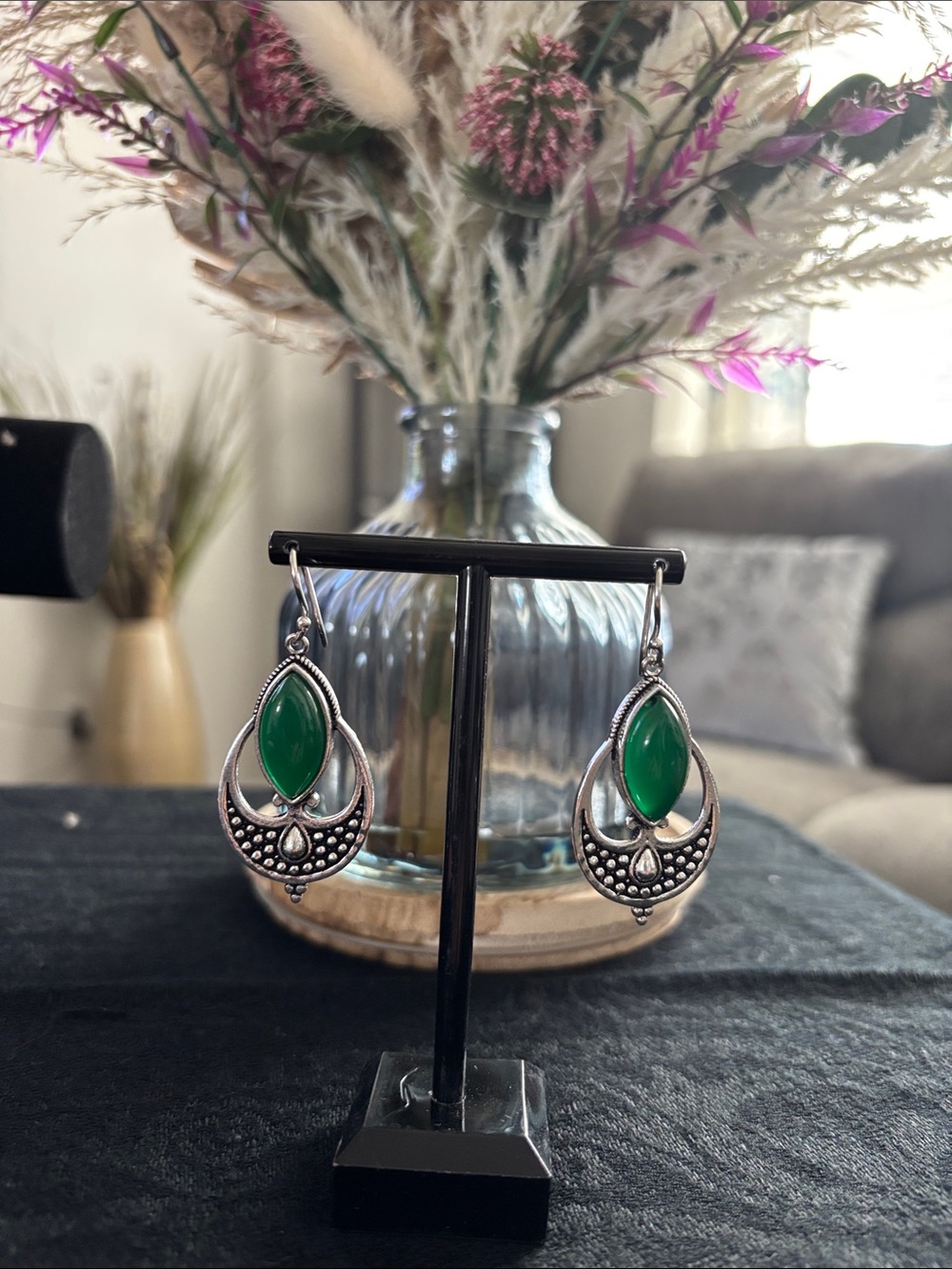 Green Teardrop Silver-Accent Earrings - Women Jewelry Earrings